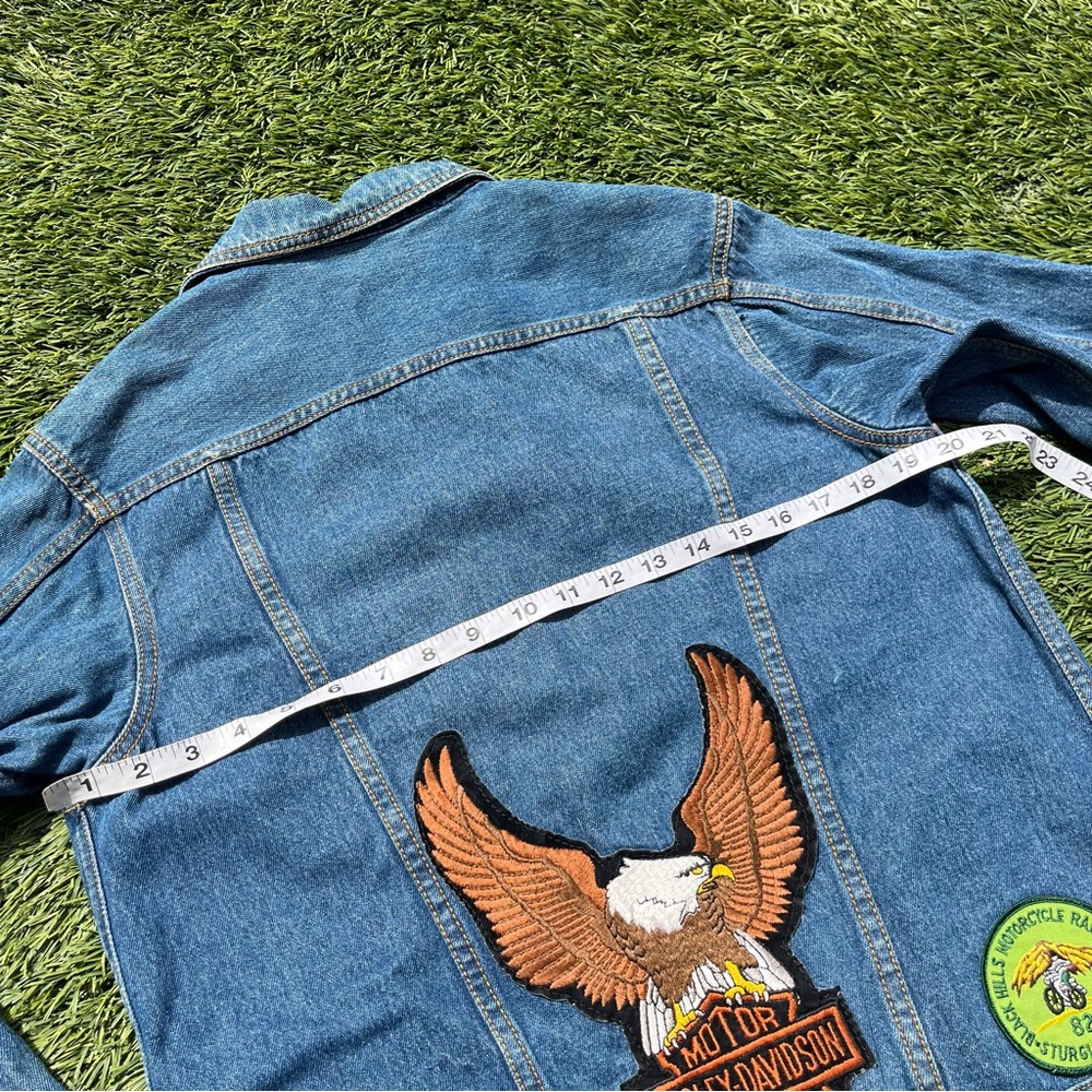 Vintage Women's Sasson Denim Jacket w Motorcycle Patches Size Medium - Picture 8 of 10
